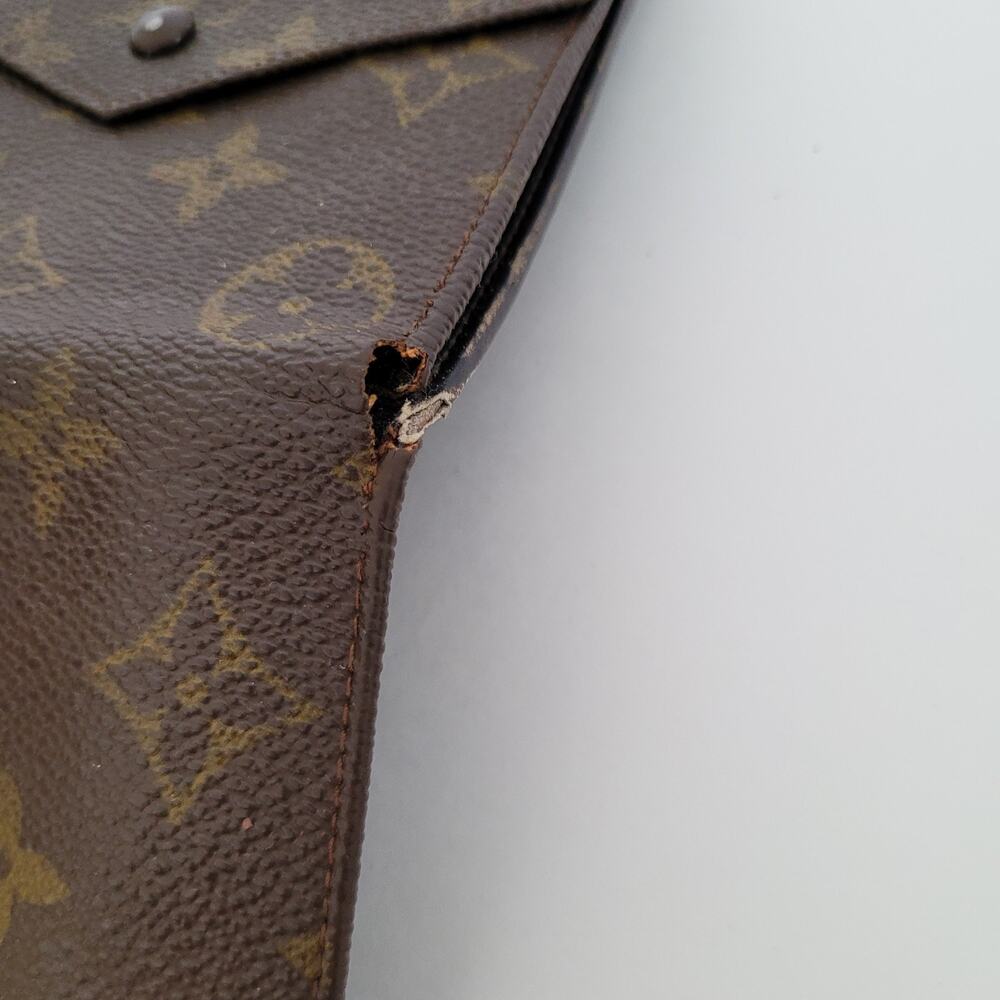 LOUIS VUITTON Vintage 70- 80s Monogram Leather Wallet Brown Medium Trifold Elise - Picture 9 of 13